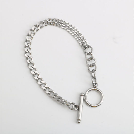 Immagine di Acciaio Inossidabile Catena SingolareAccessore Tono Argento 21cm Lunghezza, 1 Pz