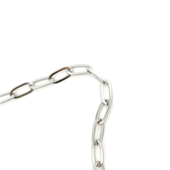 Изображение Нержавеющая Сталь Позолоченные цепочки арматуры Серебряный Тон Овальные 21см Длина, 1 ШТ