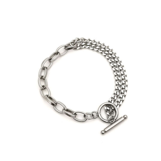 Immagine di Acciaio Inossidabile Catena SingolareAccessore Tono Argento Ovale 18cm Lunghezza, 1 Pz