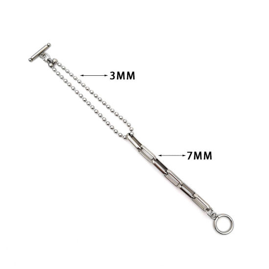 Immagine di Acciaio Inossidabile Catena SingolareAccessore Tono Argento Ovale 18cm Lunghezza, 1 Pz