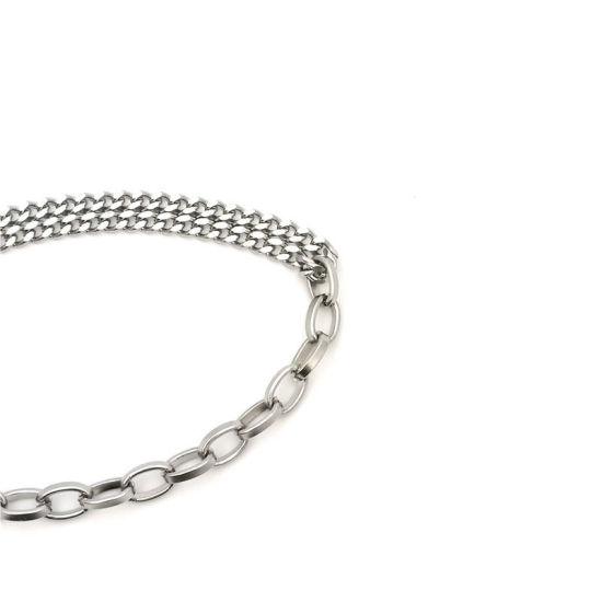 Immagine di Acciaio Inossidabile Catena SingolareAccessore Tono Argento Ovale 18cm Lunghezza, 1 Pz