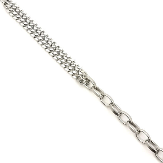 Immagine di Acciaio Inossidabile Catena SingolareAccessore Tono Argento Ovale 18cm Lunghezza, 1 Pz
