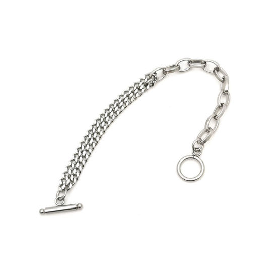 Immagine di Acciaio Inossidabile Catena SingolareAccessore Tono Argento Ovale 18cm Lunghezza, 1 Pz