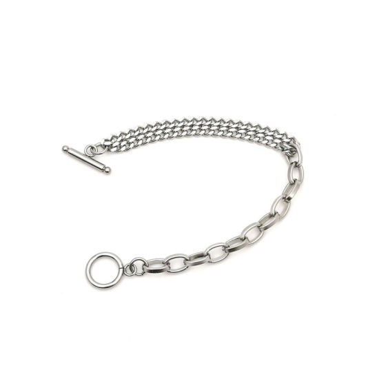 Immagine di Acciaio Inossidabile Catena SingolareAccessore Tono Argento Ovale 18cm Lunghezza, 1 Pz