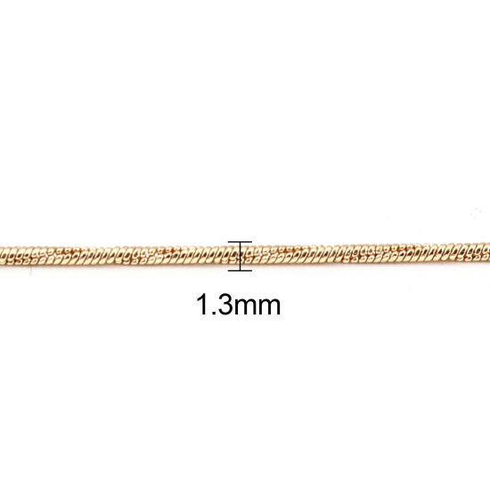 Picture of Brass Snake Chain Necklace 18K Real Gold Plated 45.5cm(17 7/8") long, Chain Size: 1.3mm, 1 Piece