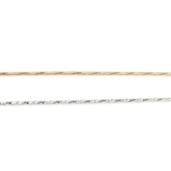 Picture of Brass Snake Chain Necklace 18K Real Gold Plated 45.5cm(17 7/8") long, Chain Size: 1.3mm, 1 Piece