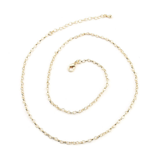 Picture of Brass Link Chain Necklace Heart 18K Real Gold Plated 46.2cm(18 2/8") long, Chain Size: 3x2mm, 1 Piece