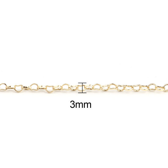 Picture of Brass Link Chain Necklace Heart 18K Real Gold Plated 46.2cm(18 2/8") long, Chain Size: 3x2mm, 1 Piece