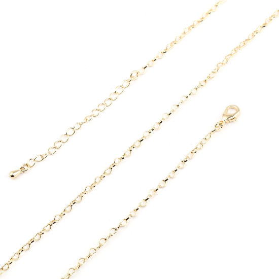 Picture of Brass Link Chain Necklace Heart 18K Real Gold Plated 46.2cm(18 2/8") long, Chain Size: 3x2mm, 1 Piece