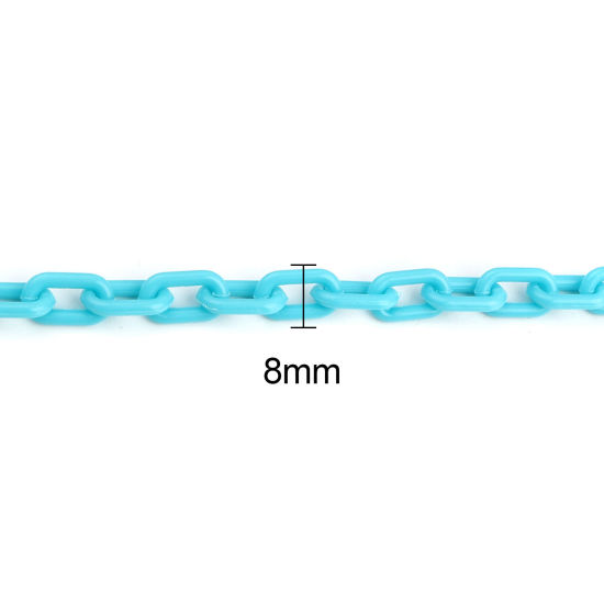 Picture of Acrylic Link Cable Chain Findings Skyblue Oval 14x8mm, 1 M