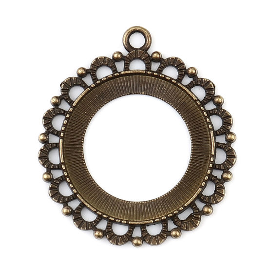 Bild von Zinklegierung Cabochon Anhänger Ring Bronzefarbe (für 3cm  ) 4.5cm x 4cm, 20 Stück