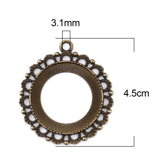 Bild von Zinklegierung Cabochon Anhänger Ring Bronzefarbe (für 3cm  ) 4.5cm x 4cm, 20 Stück