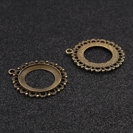 Image de Pendentifs Supports à Cabochons en Alliage de Zinc Annulaire Bronze Antique (Convenable à 3cm Dia.,) 4.5cm x 4cm, 20 Pcs