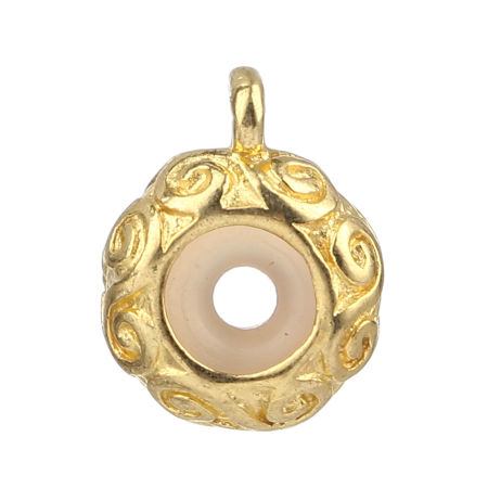 Zinc Based Alloy European Style Stopper Spacer Beads With Rubber Core Beads Round Gold Plated 14mm x 11mm, 10 PCs