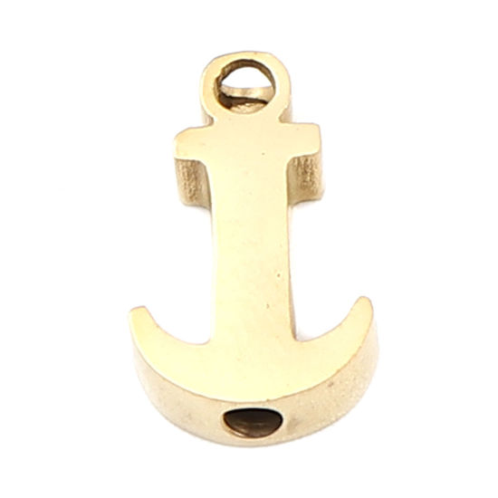 Image de Perles en 304 Acier Inoxydable Ancre Doré 14mm x 9mm, Trou: env. 1.9mm, 2 Pcs