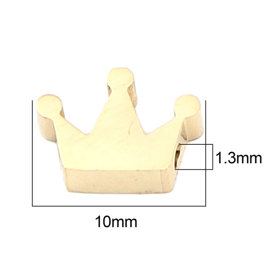 Image de Perles en 304 Acier Inoxydable Couronne Doré 10mm x 7mm, Trou: env. 1.3mm, 2 Pcs