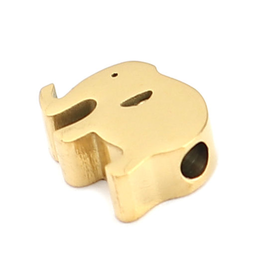 Image de Perles en 304 Acier Inoxydable Eléphant Doré 9mm x 7mm, Trou: env. 1.9mm, 2 Pcs