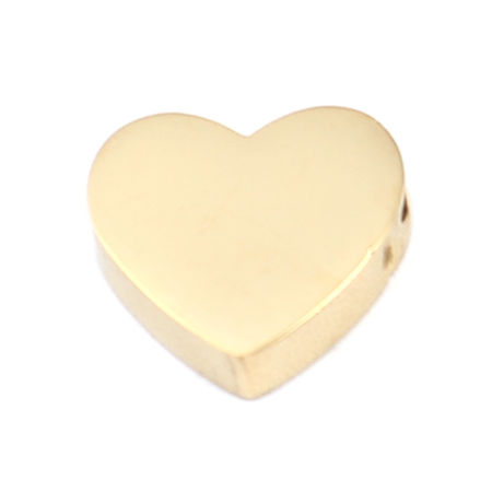 Picture of 304 Stainless Steel Valentine's Day Beads Heart Gold Plated 12mm x 11mm, Hole: Approx 1.8mm, 2 PCs