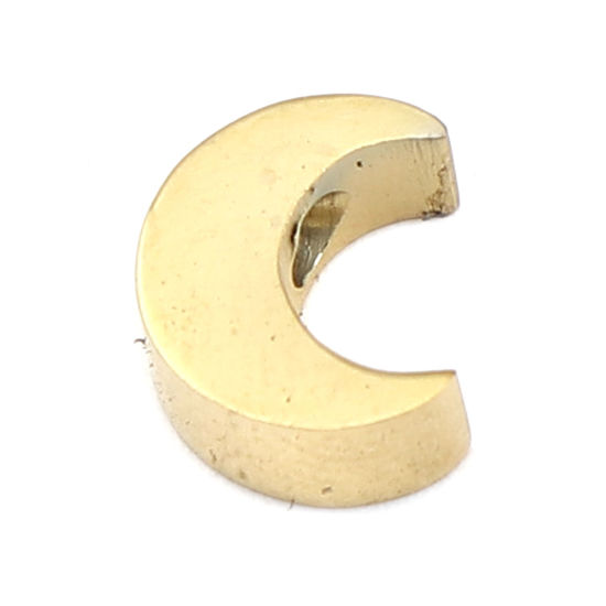 Image de Perles Galaxie en 304 Acier Inoxydable Demi Lune Doré 8mm x 6mm, Trou: env. 1.9mm, 2 Pcs