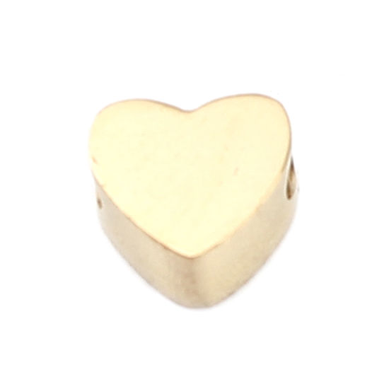 Image de Perles La Saint Valentin en 304 Acier Inoxydable Cœur Doré 6mm x 5mm, Trou: env. 1.4mm, 2 Pcs