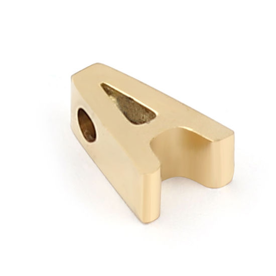 Immagine di 304 Acciaio Inossidabile Perline Lettera Oro Placcato Lettere " A " 8mm x 5mm, Buco: Circa 1.4mm, 2 Pz