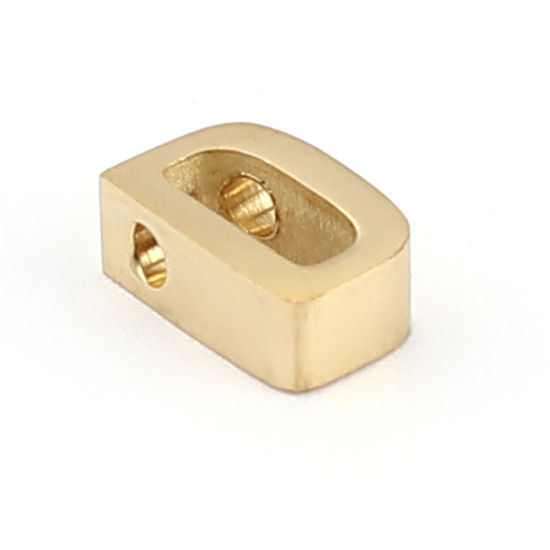 Immagine di 304 Acciaio Inossidabile Perline Lettera Oro Placcato Lettere " D " 8mm x 5mm, Buco: Circa 1.4mm, 2 Pz