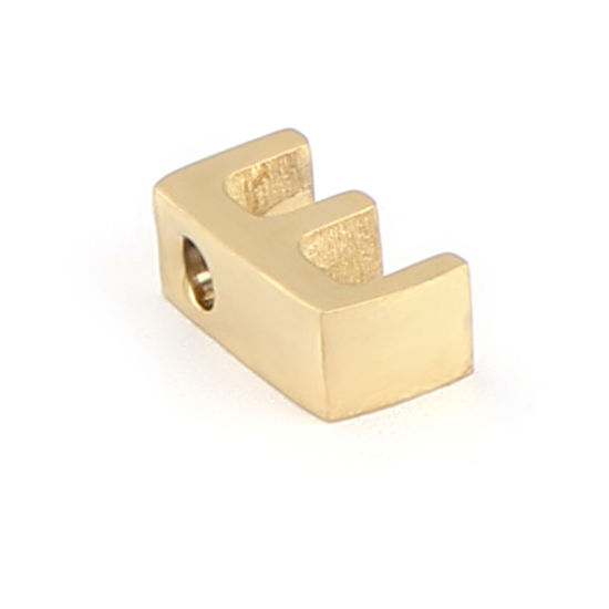 Immagine di 304 Acciaio Inossidabile Perline Lettera Oro Placcato Lettere " E " 7mm x 4mm, Buco: Circa 1.5mm, 2 Pz