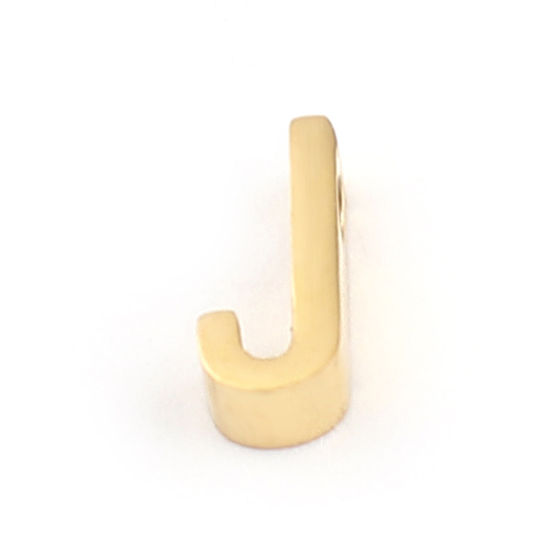 Immagine di 304 Acciaio Inossidabile Perline Lettera Oro Placcato Lettere " J " 8mm x 4mm, Buco: Circa 1.5mm, 2 Pz