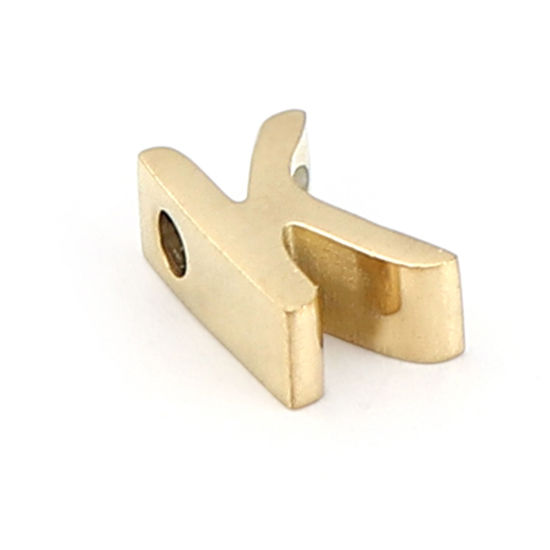 Immagine di 304 Acciaio Inossidabile Perline Lettera Oro Placcato Lettere " K " 8mm x 5mm, Buco: Circa 1.4mm, 2 Pz