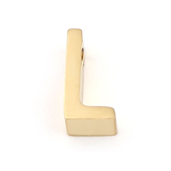 Immagine di 304 Acciaio Inossidabile Perline Lettera Oro Placcato Lettere " L " 8mm x 4mm, Buco: Circa 1.6mm, 2 Pz