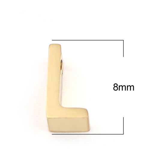 Immagine di 304 Acciaio Inossidabile Perline Lettera Oro Placcato Lettere " L " 8mm x 4mm, Buco: Circa 1.6mm, 2 Pz