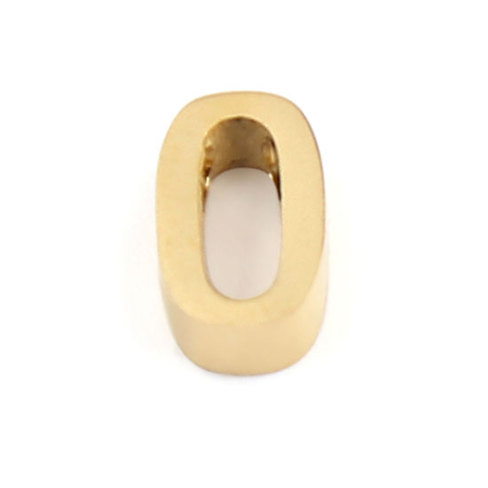 Immagine di 304 Acciaio Inossidabile Perline Lettera Oro Placcato Lettere " O " 8mm x 5mm, Buco: Circa 1.5mm, 2 Pz