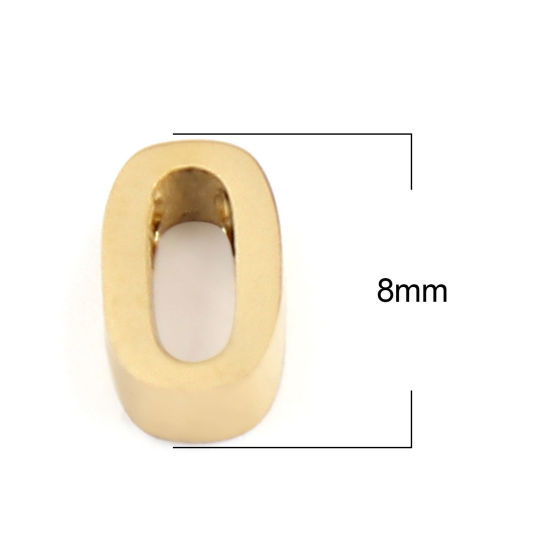 Immagine di 304 Acciaio Inossidabile Perline Lettera Oro Placcato Lettere " O " 8mm x 5mm, Buco: Circa 1.5mm, 2 Pz