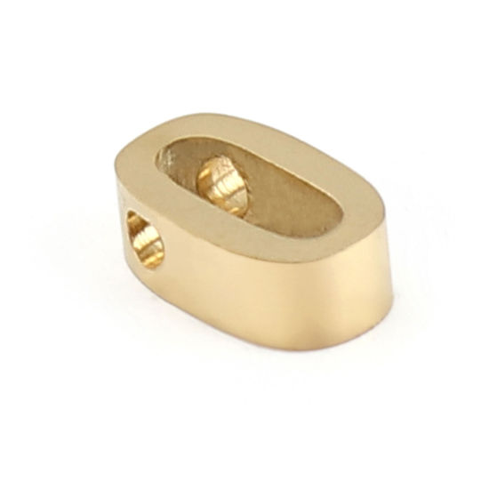 Immagine di 304 Acciaio Inossidabile Perline Lettera Oro Placcato Lettere " O " 8mm x 5mm, Buco: Circa 1.5mm, 2 Pz