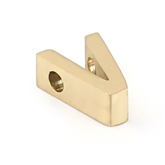 Immagine di 304 Acciaio Inossidabile Perline Lettera Oro Placcato Lettere " V " 8mm x 5mm, Buco: Circa 1.4mm, 2 Pz