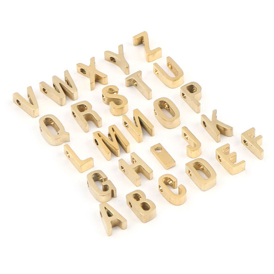 Immagine di 304 Acciaio Inossidabile Perline Lettera Oro Placcato Lettere " X " 8mm x 5mm, Buco: Circa 1.5mm, 2 Pz