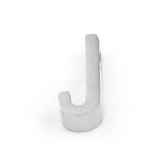 Bild von 304 Edelstahl Perlen Buchstabe Silberfarbe Message " J " 8mm x 4mm, Loch: ca. 1.5mm, 3 Stück