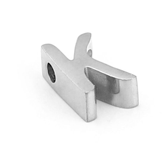 Bild von 304 Edelstahl Perlen Buchstabe Silberfarbe Message " K " 8mm x 5mm, Loch: ca. 1.4mm, 3 Stück