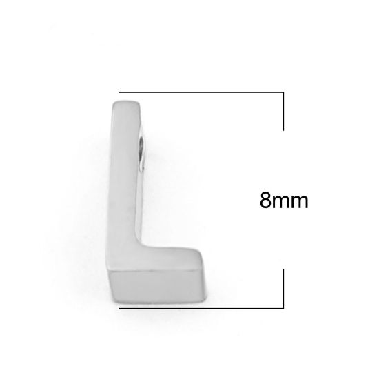 Bild von 304 Edelstahl Perlen Buchstabe Silberfarbe Message " L " 8mm x 4mm, Loch: ca. 1.6mm, 3 Stück