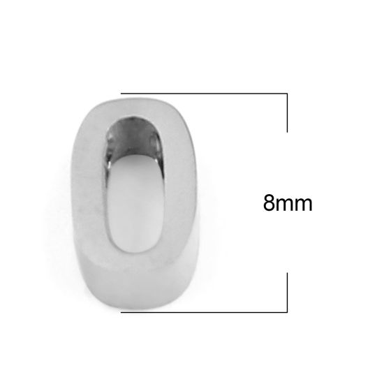 Bild von 304 Edelstahl Perlen Buchstabe Silberfarbe Message " O " 8mm x 5mm, Loch: ca. 1.5mm, 3 Stück