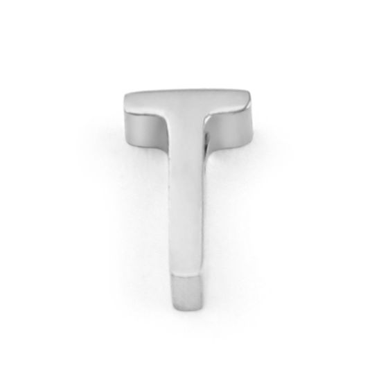 Bild von 304 Edelstahl Perlen Buchstabe Silberfarbe Message " T " 8mm x 5mm, Loch: ca. 1.4mm, 3 Stück