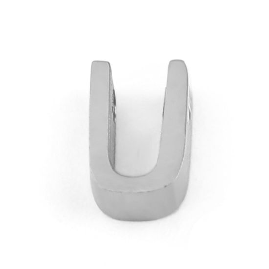 Bild von 304 Edelstahl Perlen Buchstabe Silberfarbe Message " U " 8mm x 5mm, Loch: ca. 1.5mm, 3 Stück