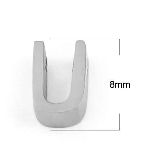 Bild von 304 Edelstahl Perlen Buchstabe Silberfarbe Message " U " 8mm x 5mm, Loch: ca. 1.5mm, 3 Stück