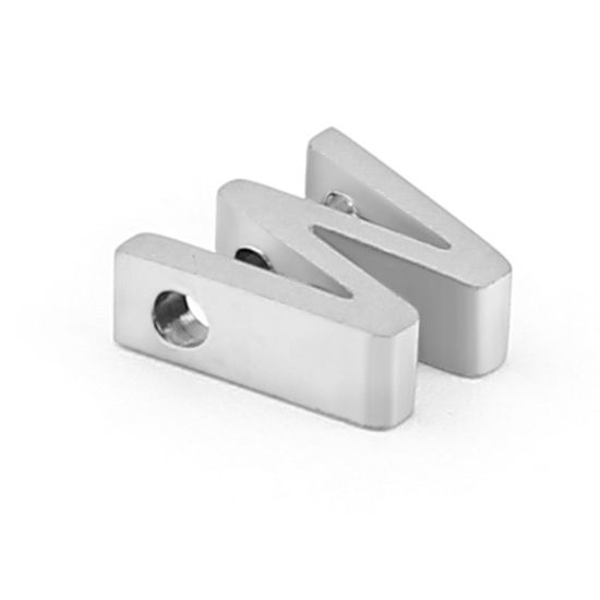 Immagine di 304 Acciaio Inossidabile Perline Lettera Tono Argento Lettere " W " 8mm x 8mm, Buco: Circa 1.4mm, 3 Pz