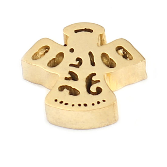 Image de Perles Religieux en 304 Acier Inoxydable Ange Doré 12mm x 10mm, Trou: env. 1.7mm, 2 Pcs