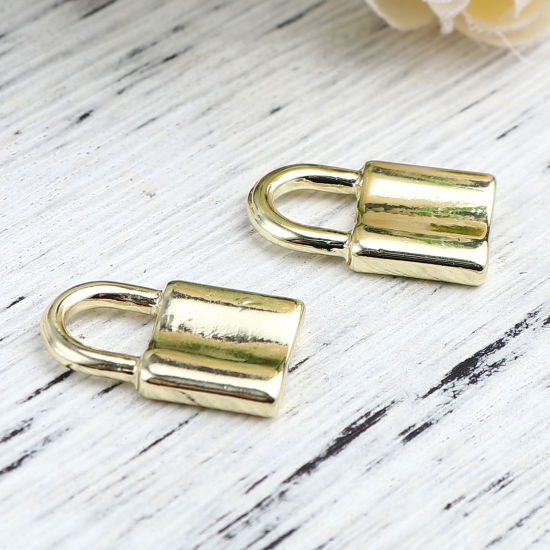 Image de Breloques en Alliage de Zinc Serrure Doré 19mm x 12mm, 10 Pcs