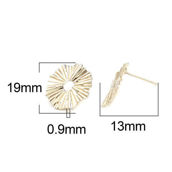 亜鉛合金ピアスイヤリングパーツ 不規則 リアルゴールドメッキ ループ付き 19mm x 18mm、 ワイヤーサイズ: （21号）、 2 ペア の画像