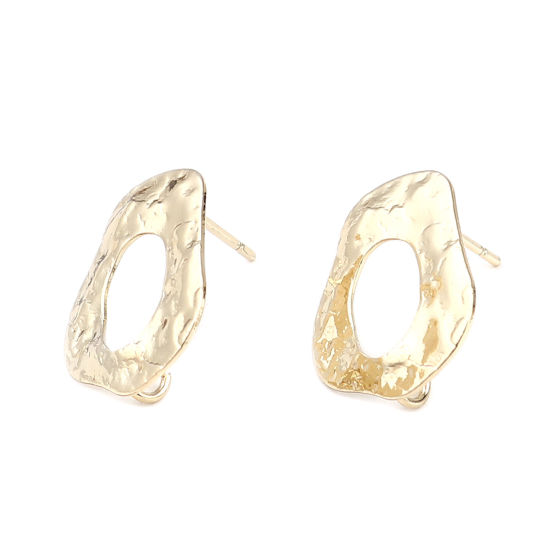 亜鉛合金ピアスイヤリングパーツ 不規則 リアルゴールドメッキ ループ付き 18mm x 15mm、 ワイヤーサイズ: （21号）、 2 ペア の画像