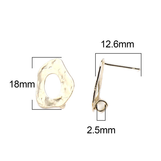 亜鉛合金ピアスイヤリングパーツ 不規則 リアルゴールドメッキ ループ付き 18mm x 15mm、 ワイヤーサイズ: （21号）、 2 ペア の画像