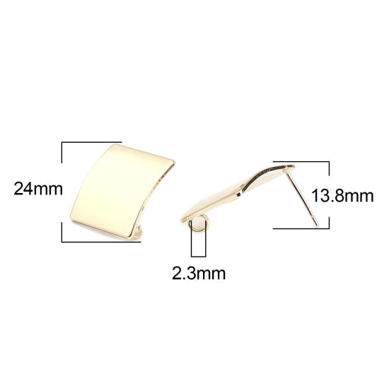 亜鉛合金ピアスイヤリングパーツ 菱形 リアルゴールドメッキ ループ付き 24mm x 24mm、 ワイヤーサイズ: （21号）、 2 ペア の画像